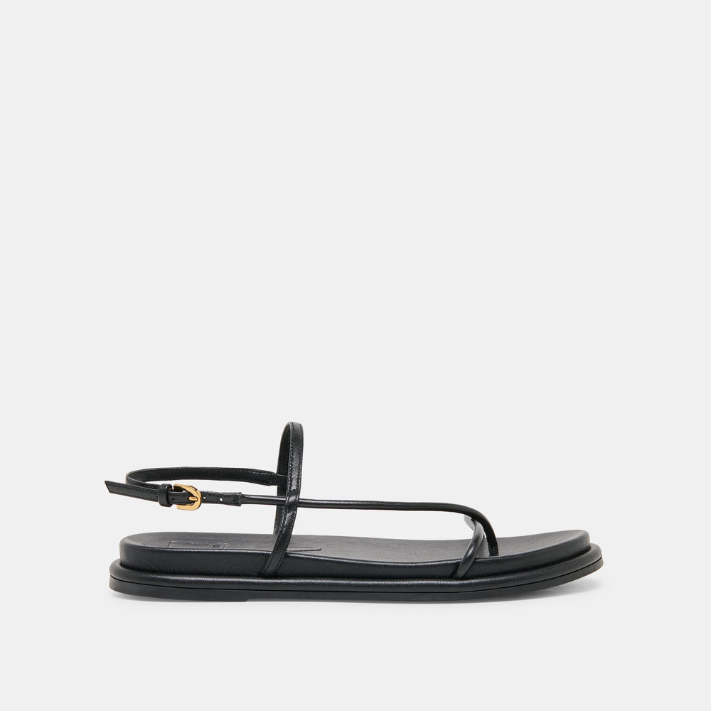 Dom Black Leather Sandals