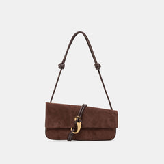 Alice Chocolate Suede Shoulder Bag
