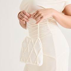 Serilda Ivory Satin Handbag