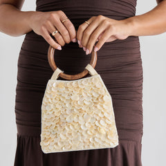 Allegra Natural Sequin Handbag