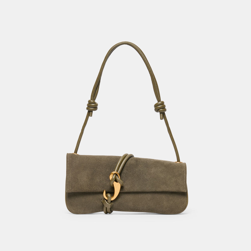 Alice Olive Suede Shoulder Bag