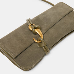 Alice Olive Suede Shoulder Bag