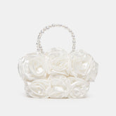 Aubrey White Satin Handbag