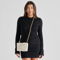 Rozey White Satin Clutch