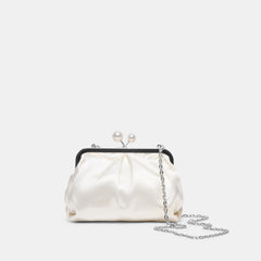 Kendall White Satin Clutch