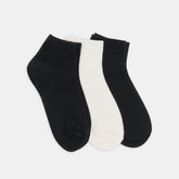 3 Pack Cable Anklet Black White Socks
