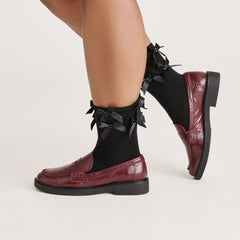 Mulit Bow Black Crew Socks