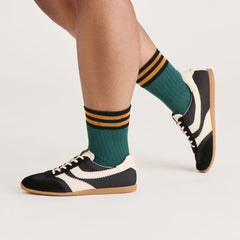 Multi Stripe Green Crew Socks