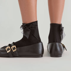 Bow Black Anklet Socks