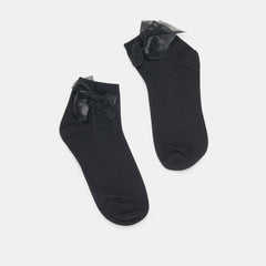 Bow Black Anklet Socks