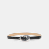 Organic Oval Black Silver Buckle Belt