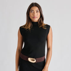 Bubble Mahogany Gold Buckle Belt