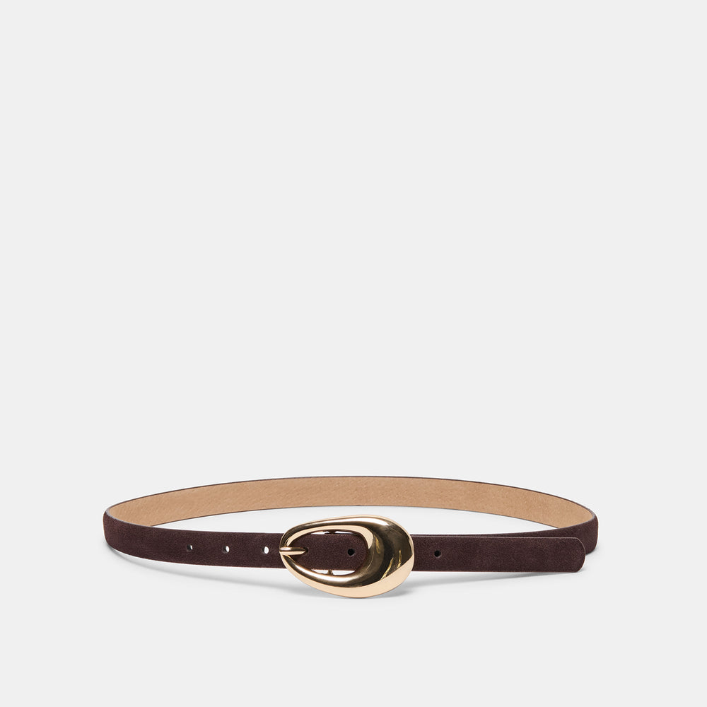 Organic Oval Mahogany Gold Buckle Belt