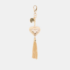Heart Tassel Gold Bag Charm