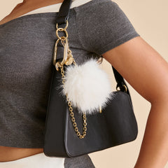 Pom Pom White Plush Bag Charm