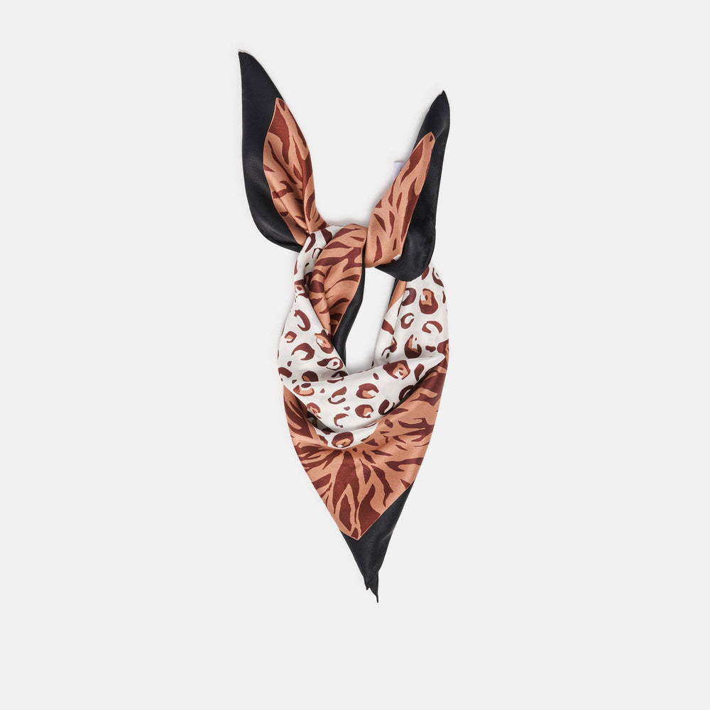 Animal Print Brown Multi Silk Scarf