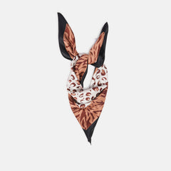 Animal Print Brown Multi Silk Scarf