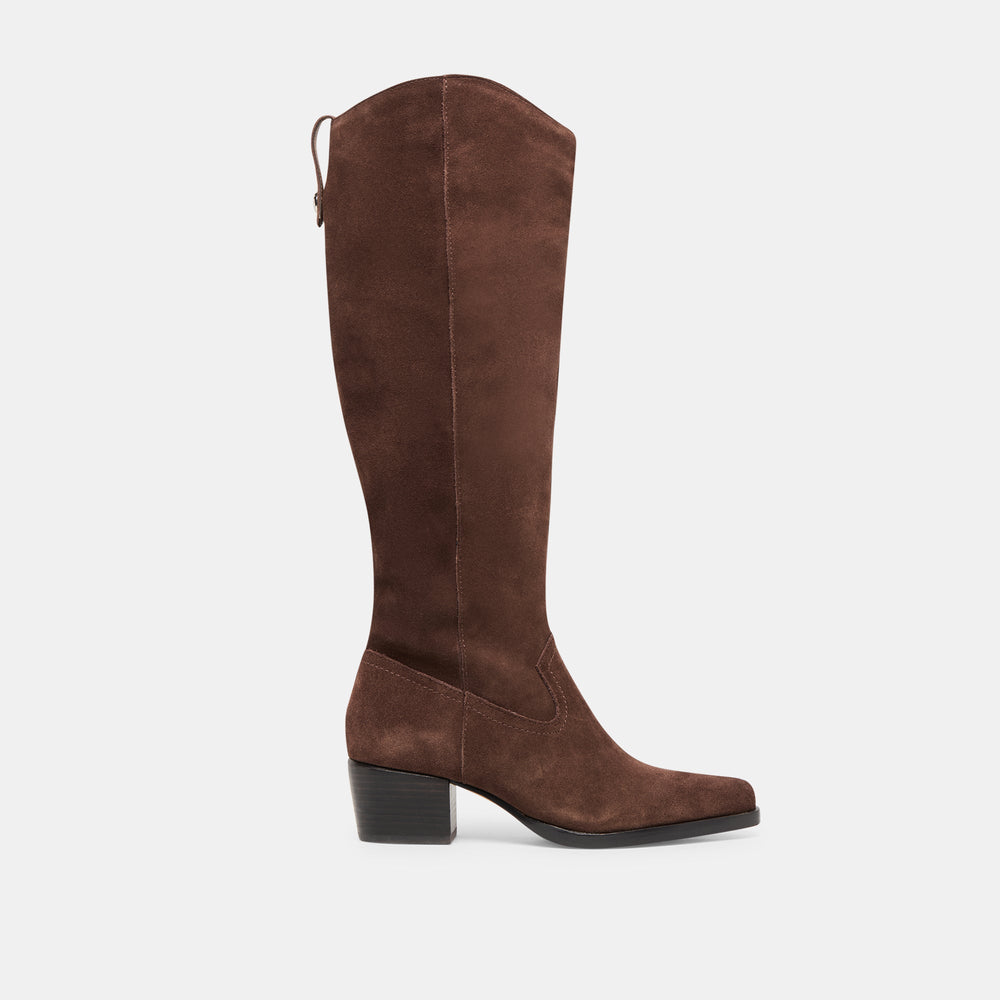 Virona H2O Waterproof Dk Brown Suede Wide Calf Boots