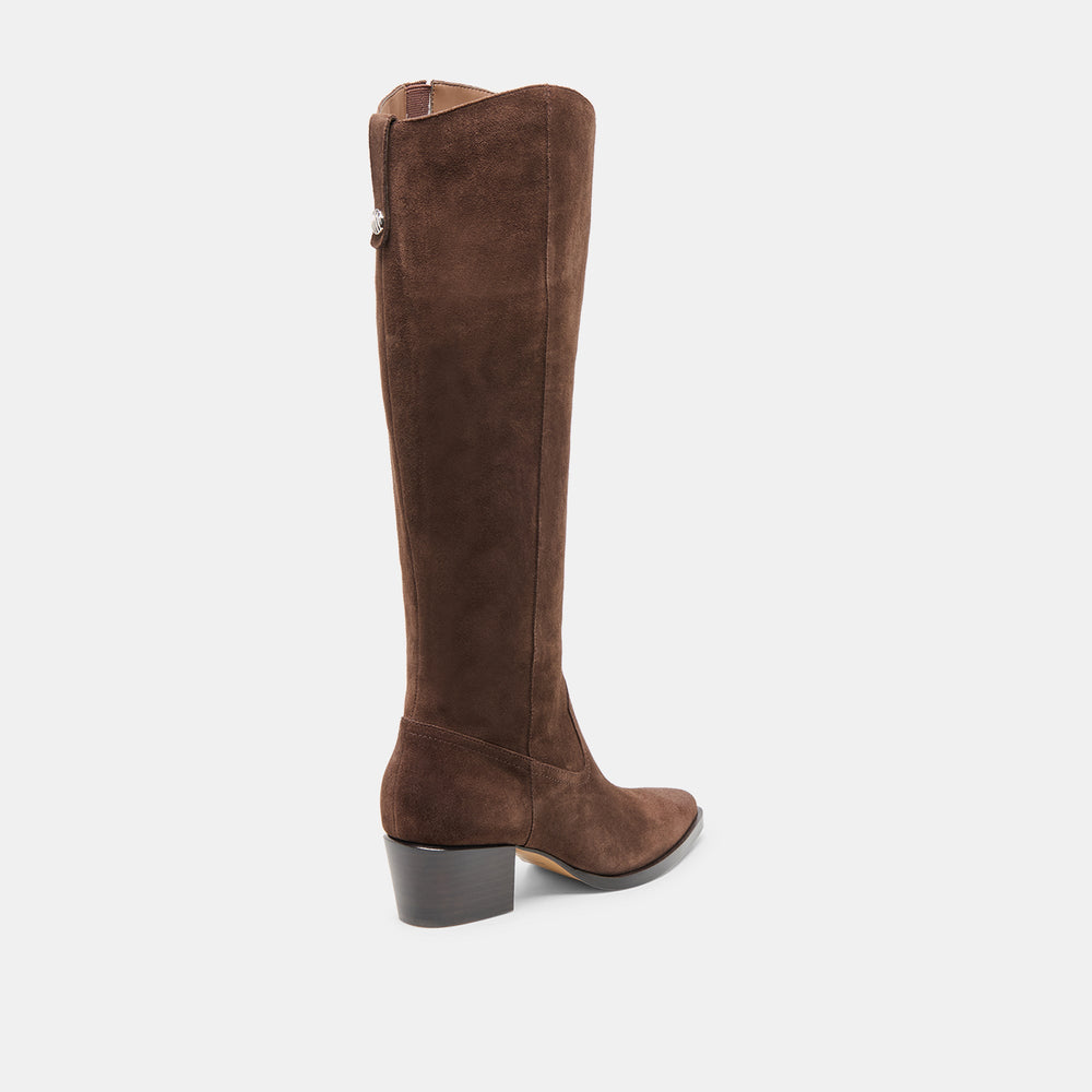 Virona H2O Waterproof Dk Brown Suede Wide Calf Boots