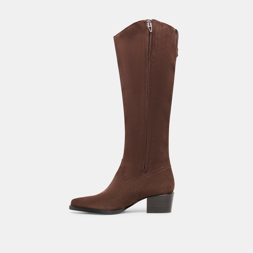 Virona H2O Waterproof Dk Brown Suede Wide Calf Boots