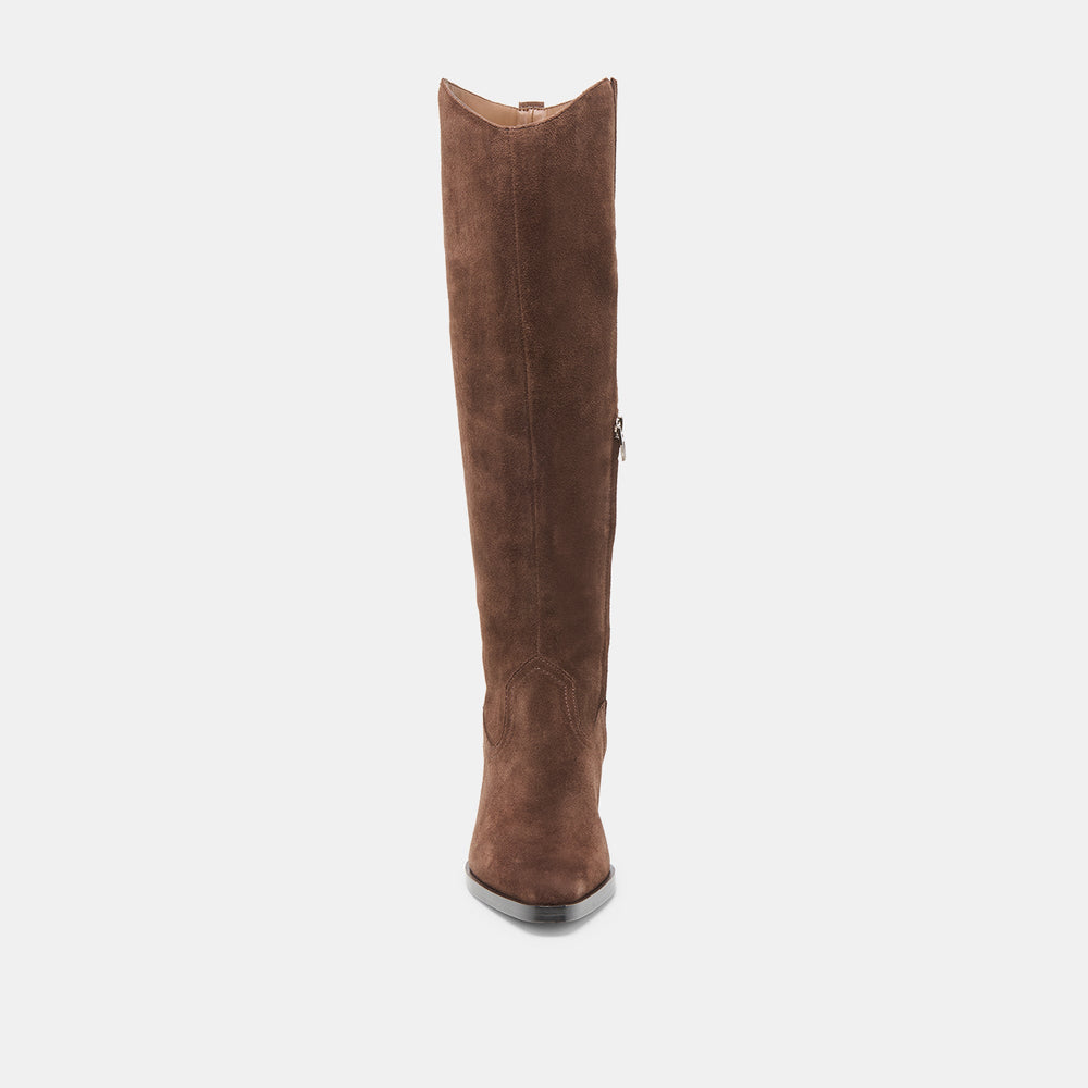Virona H2O Waterproof Dk Brown Suede Extra Wide Calf Boots