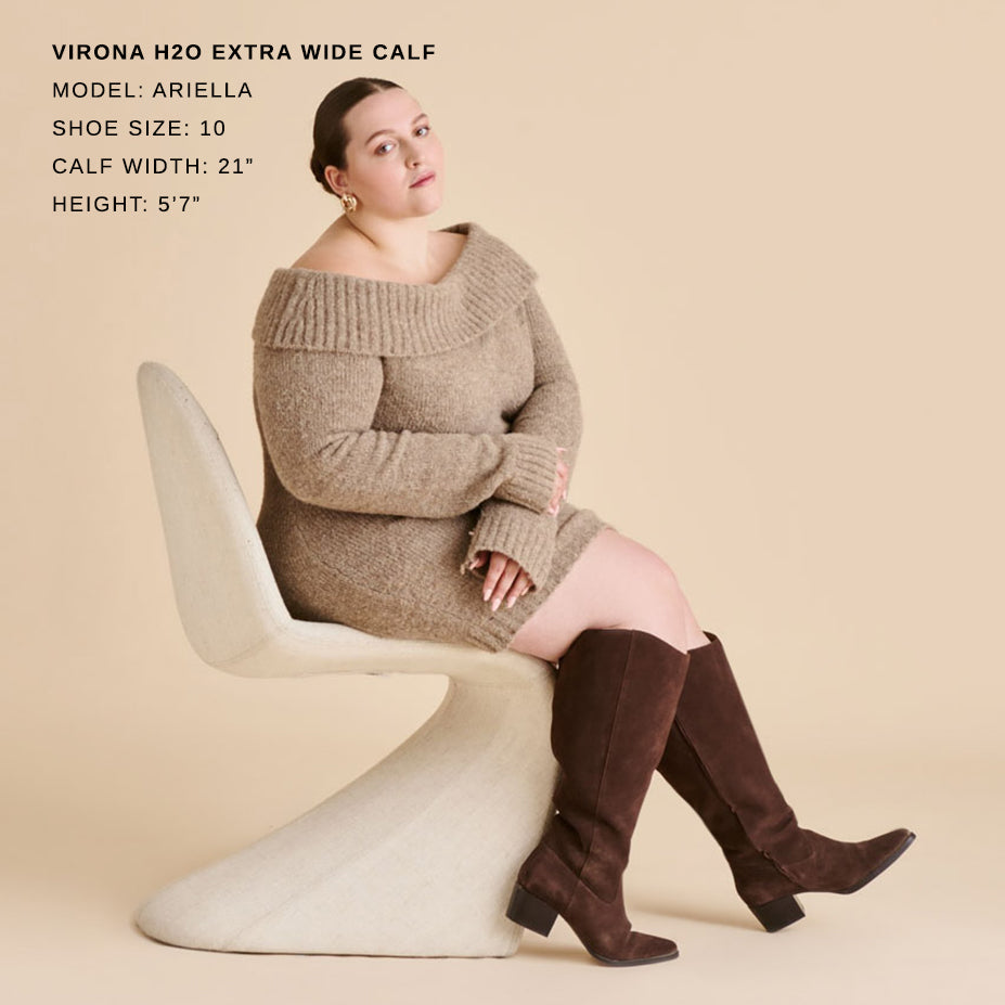 Virona H2O Waterproof Dk Brown Suede Extra Wide Calf Boots