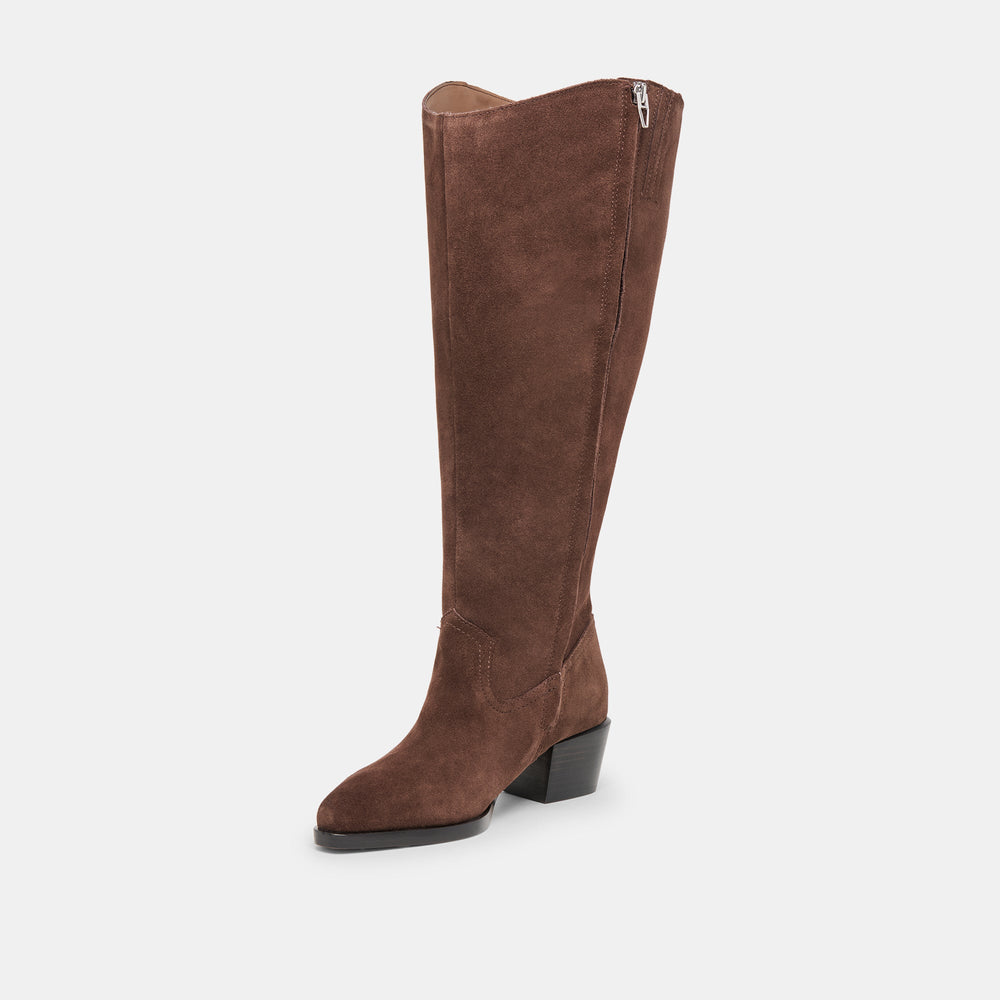 Virona H2O Waterproof Dk Brown Suede Extra Wide Calf Boots