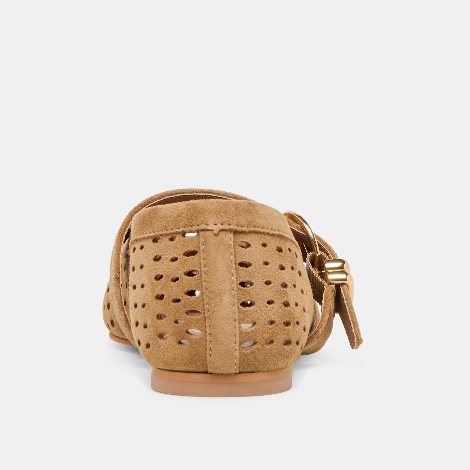 Mikel Lt Brown Perforated Suede Ballet Flats