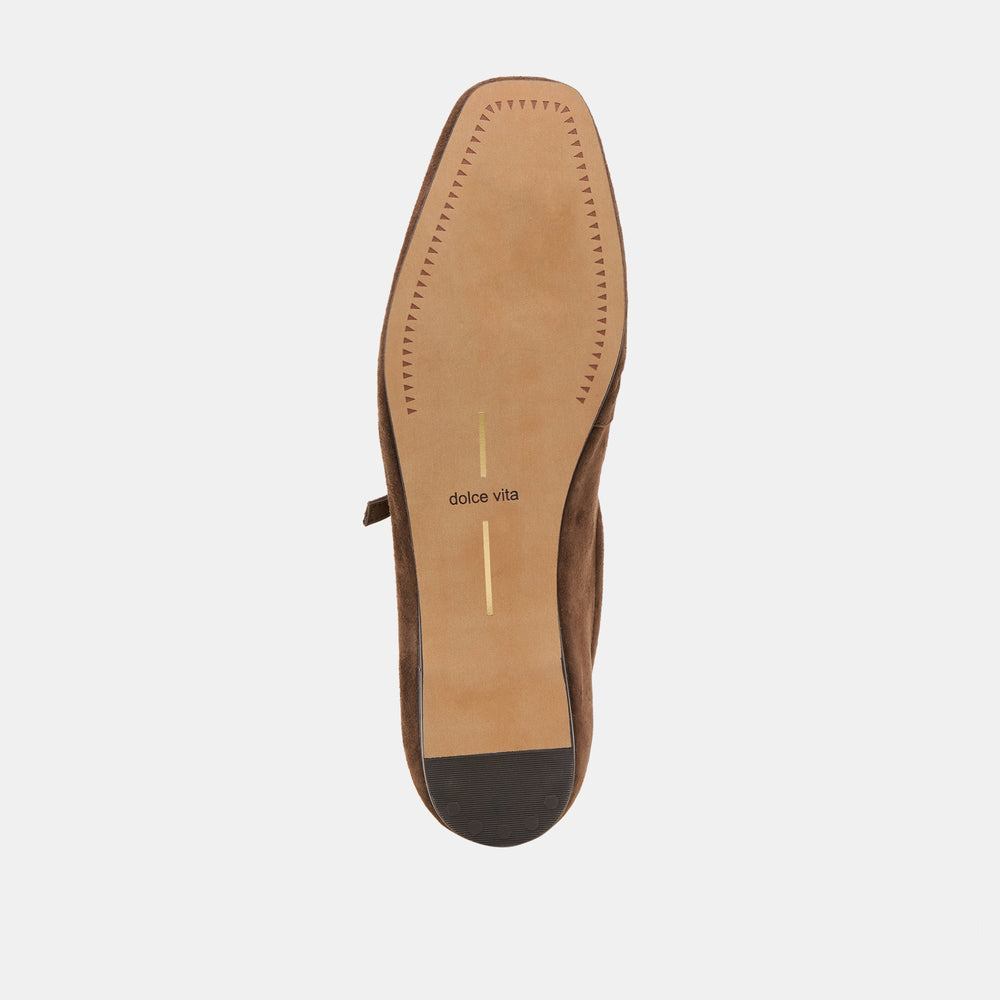 Reyes Dk Brown Suede Ballet Flats