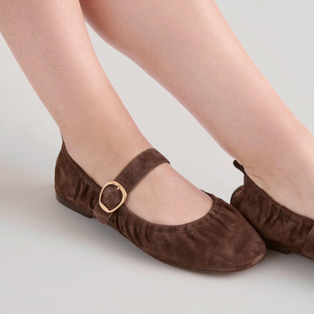 Caely Dk Brown Suede Ballet Flats