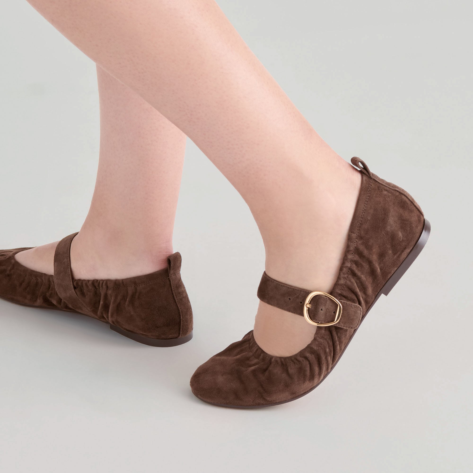 Caely Dk Brown Suede Ballet Flats
