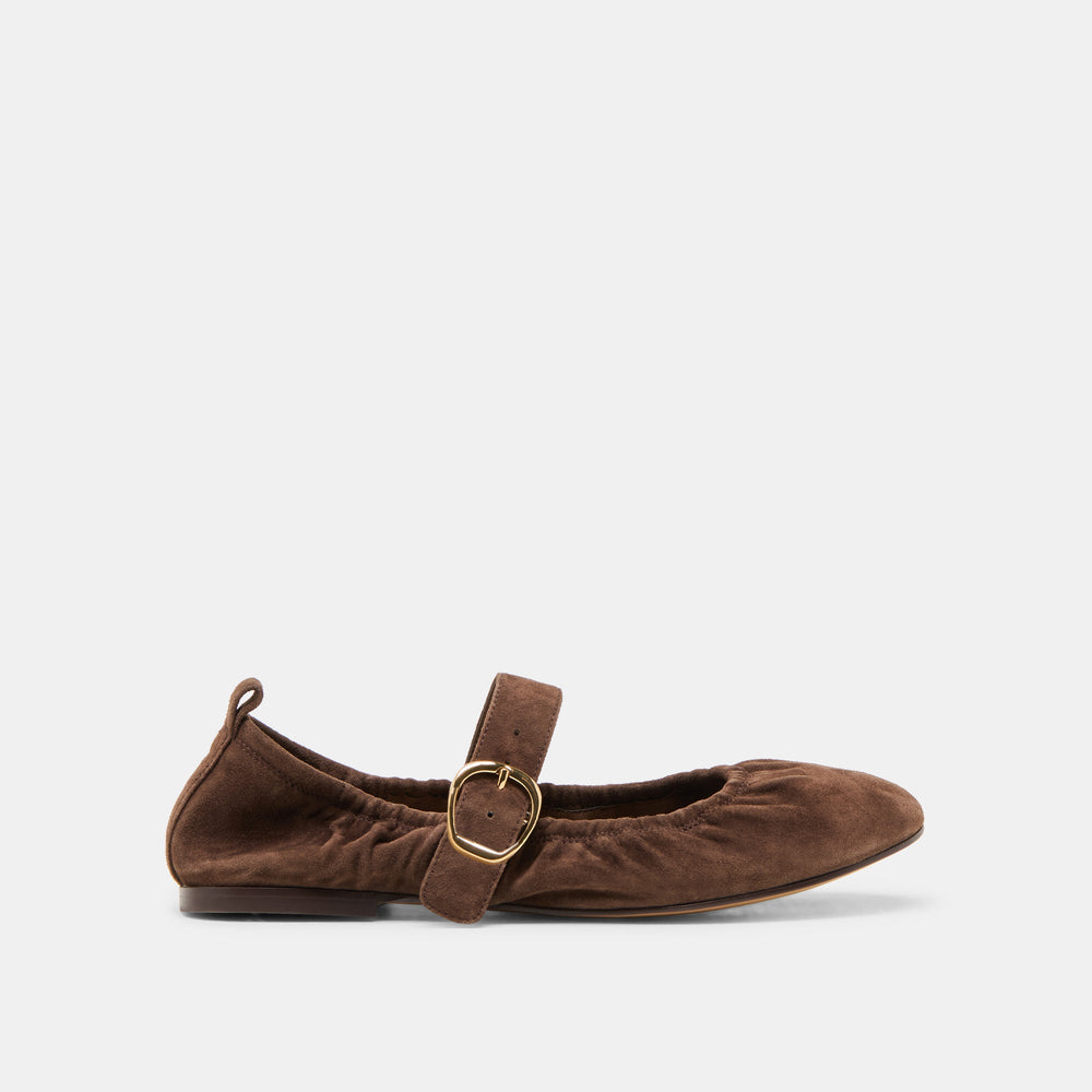 Caely Dk Brown Suede Ballet Flats
