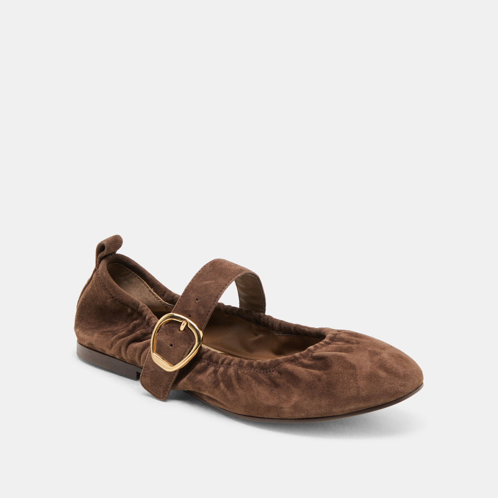 Caely Dk Brown Suede Ballet Flats