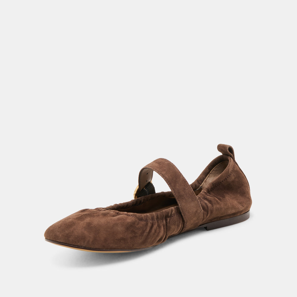 Caely Dk Brown Suede Ballet Flats