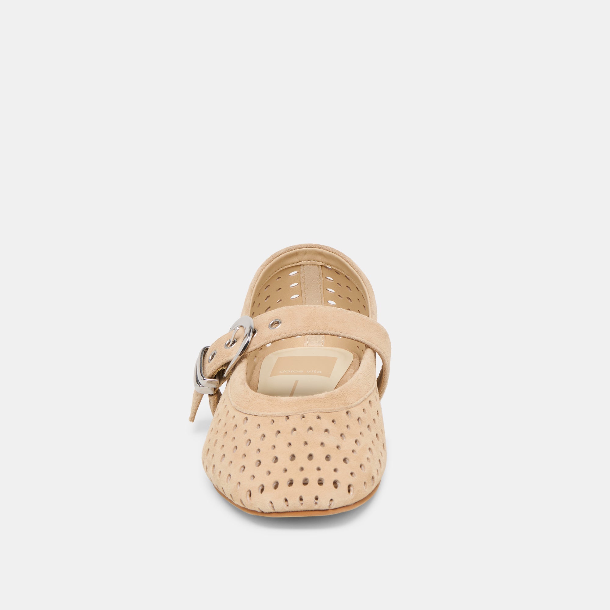 Mikel Camel Perforated Suede Ballet Flats