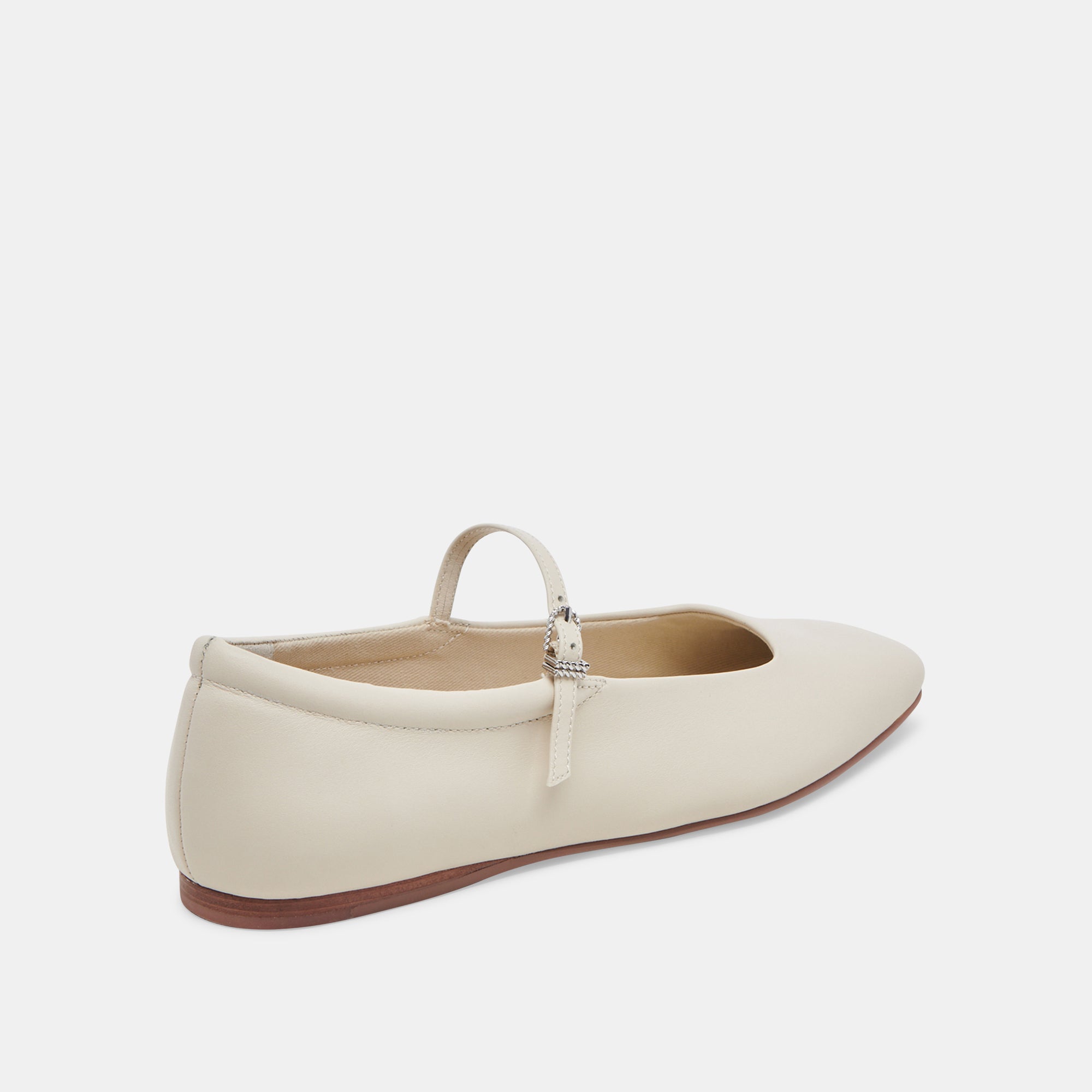 Reyes Ivory Leather Ballet Flats