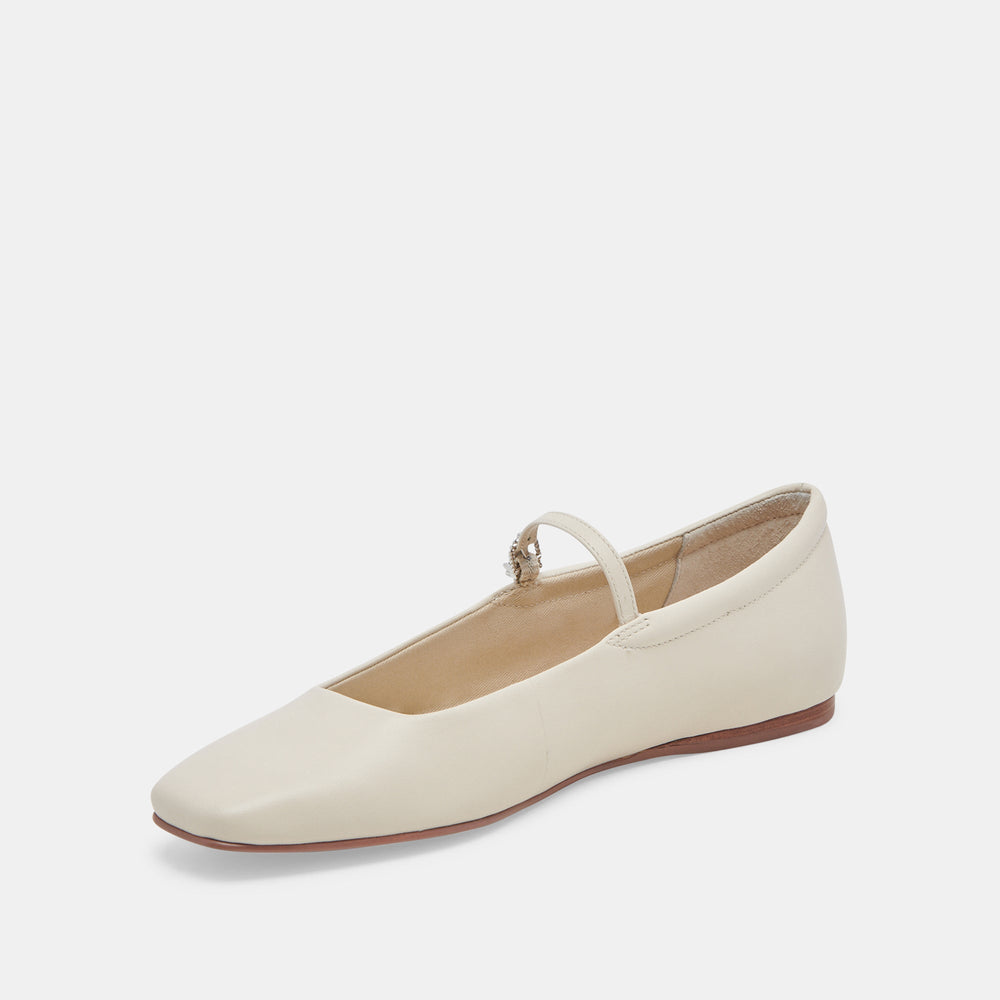 Reyes Ivory Leather Ballet Flats