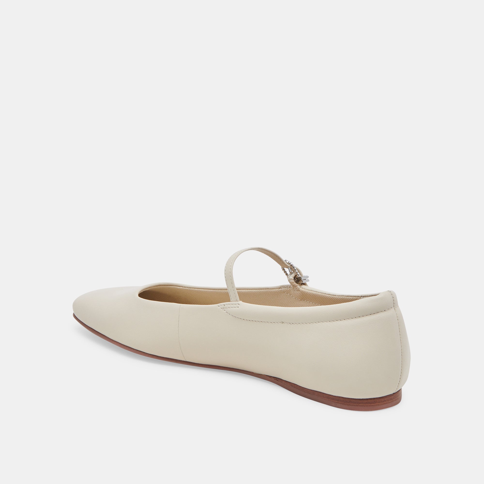 Reyes Ivory Leather Ballet Flats