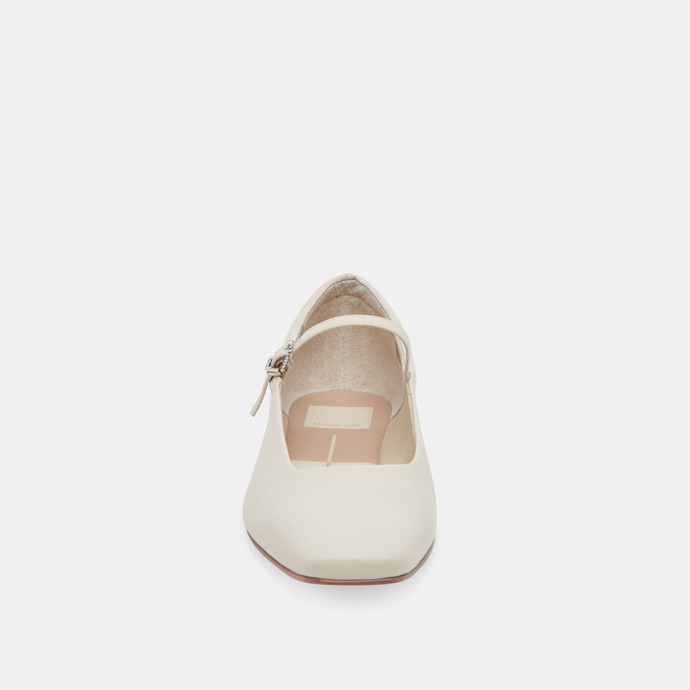 Reyes Ivory Leather Ballet Flats