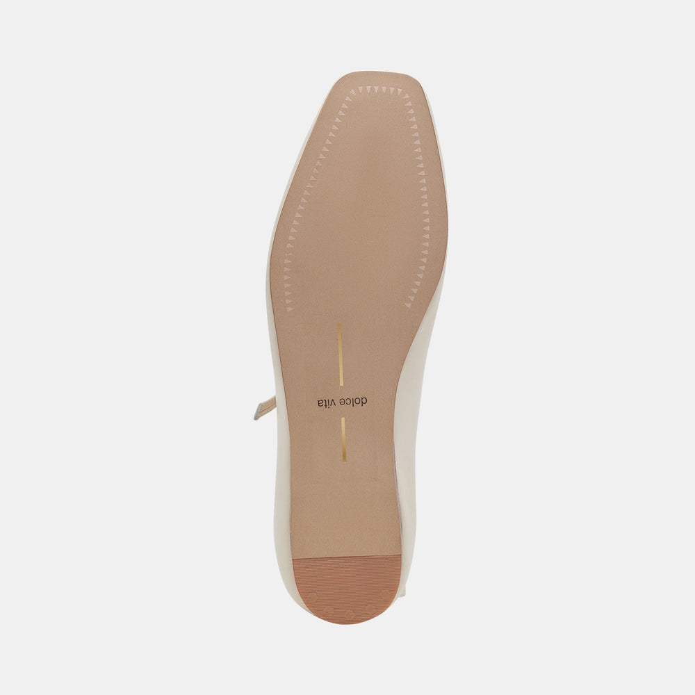 Reyes Ivory Leather Ballet Flats