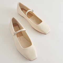 Reyes Ivory Leather Ballet Flats