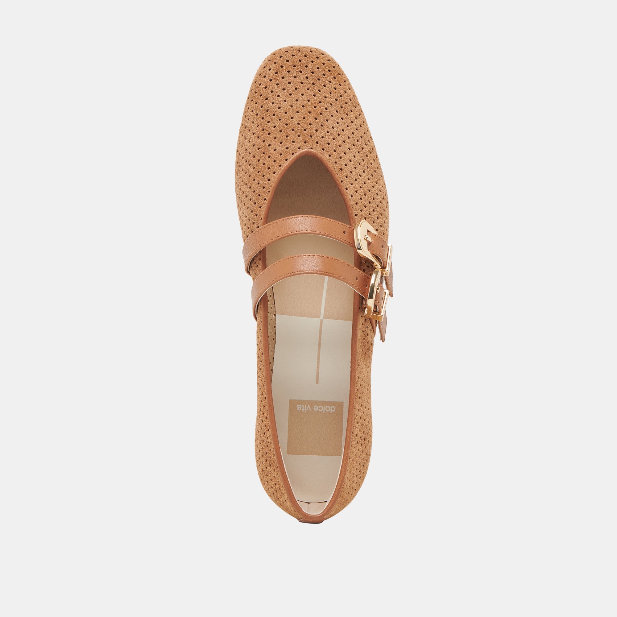 Baylee Pecan Perforated Suede Ballet Flats
