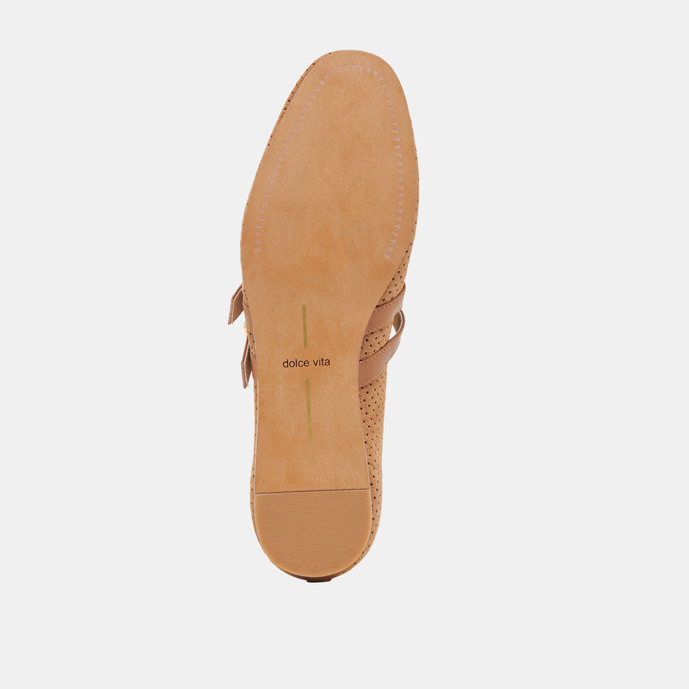 Baylee Pecan Perforated Suede Ballet Flats