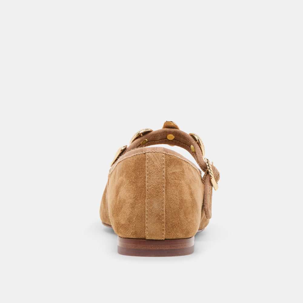 Relan Lt Brown Suede Ballet Flats