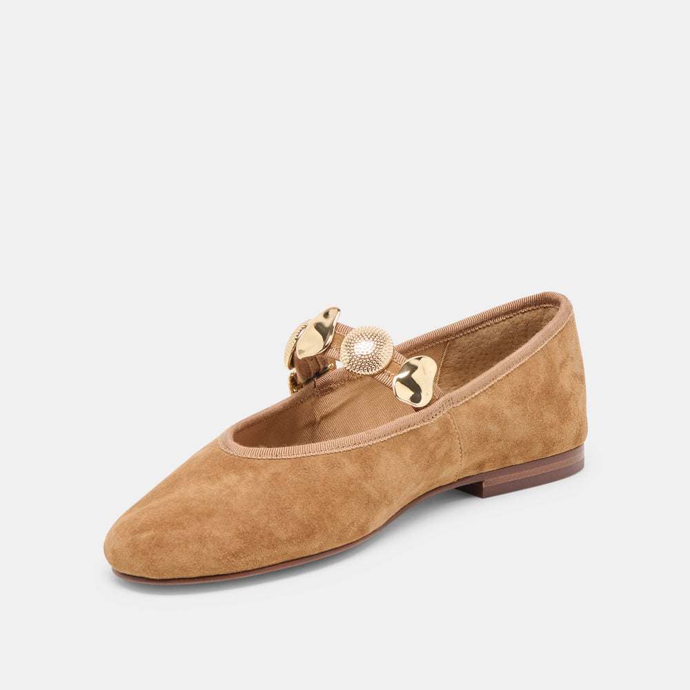 Relan Lt Brown Suede Ballet Flats