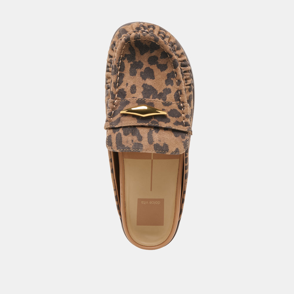Jodero Brown Leopard Printed Suede Flats