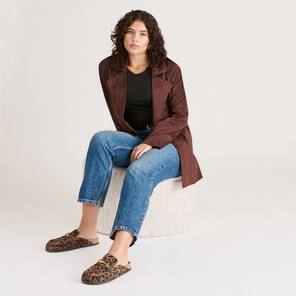 Jodero Brown Leopard Printed Suede Flats