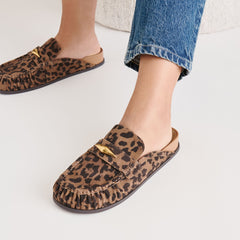 Jodero Brown Leopard Printed Suede Flats