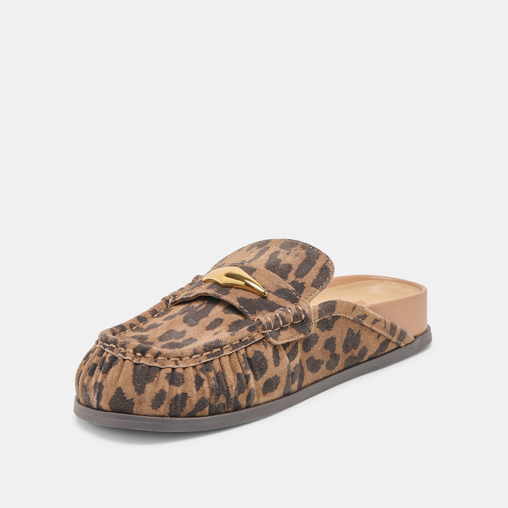 Jodero Brown Leopard Printed Suede Flats