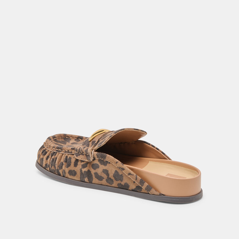 Jodero Brown Leopard Printed Suede Flats
